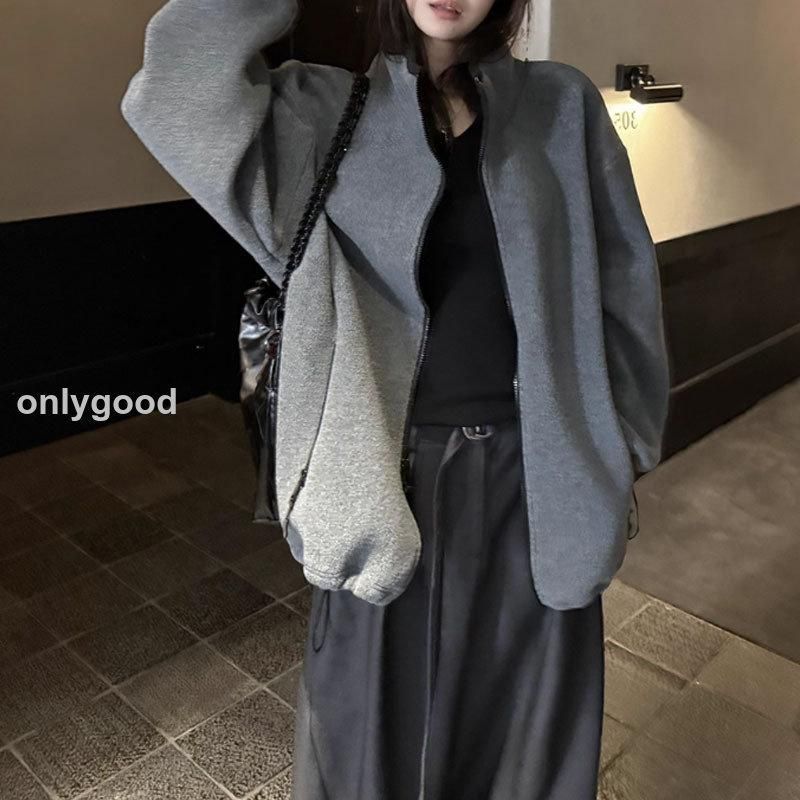 リバーシブル ボアブルゾン レディース 長袖 ブルゾン ビッグシルエット ボアブルゾン ジャケット 大きいサイズ 秋 冬 GULLKHAN_COM