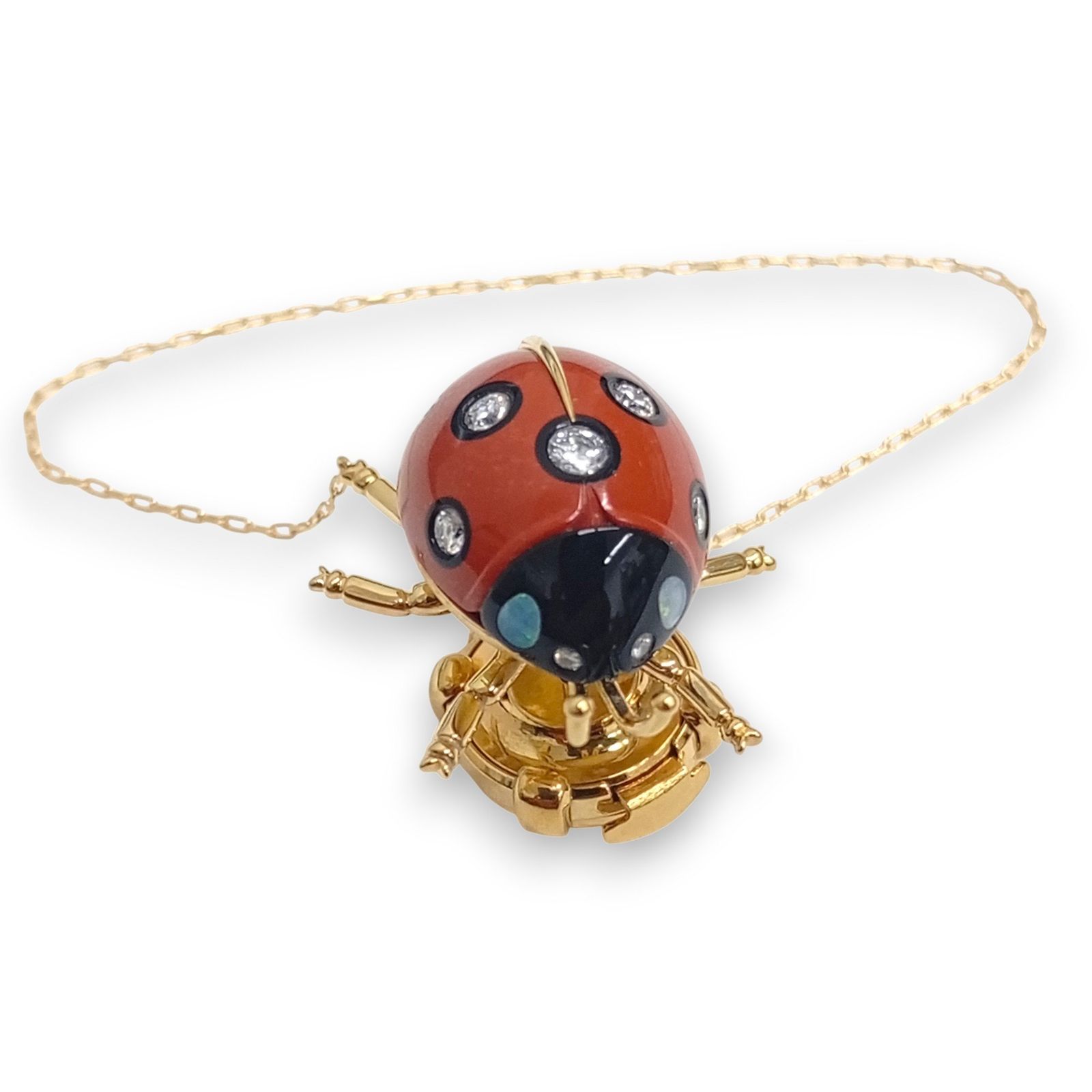 K 18 てんとう虫モチーフ メレD 0.47 ct ブローチ トップ ピンブローチ 6.55 g デザイナーズ ジュエリー ゴールド GOLD JA-25046