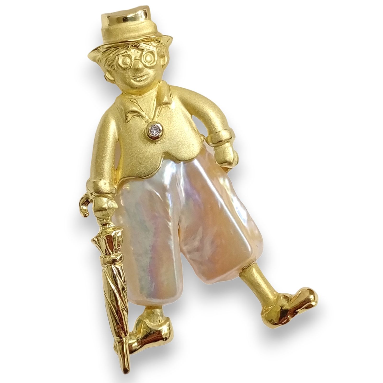 K18 メレD0.02ct パールct不明 ブローチ トップ 11.15g デザイナーズ ジュエリー バロックパール ゴールド GOLD JA-25061