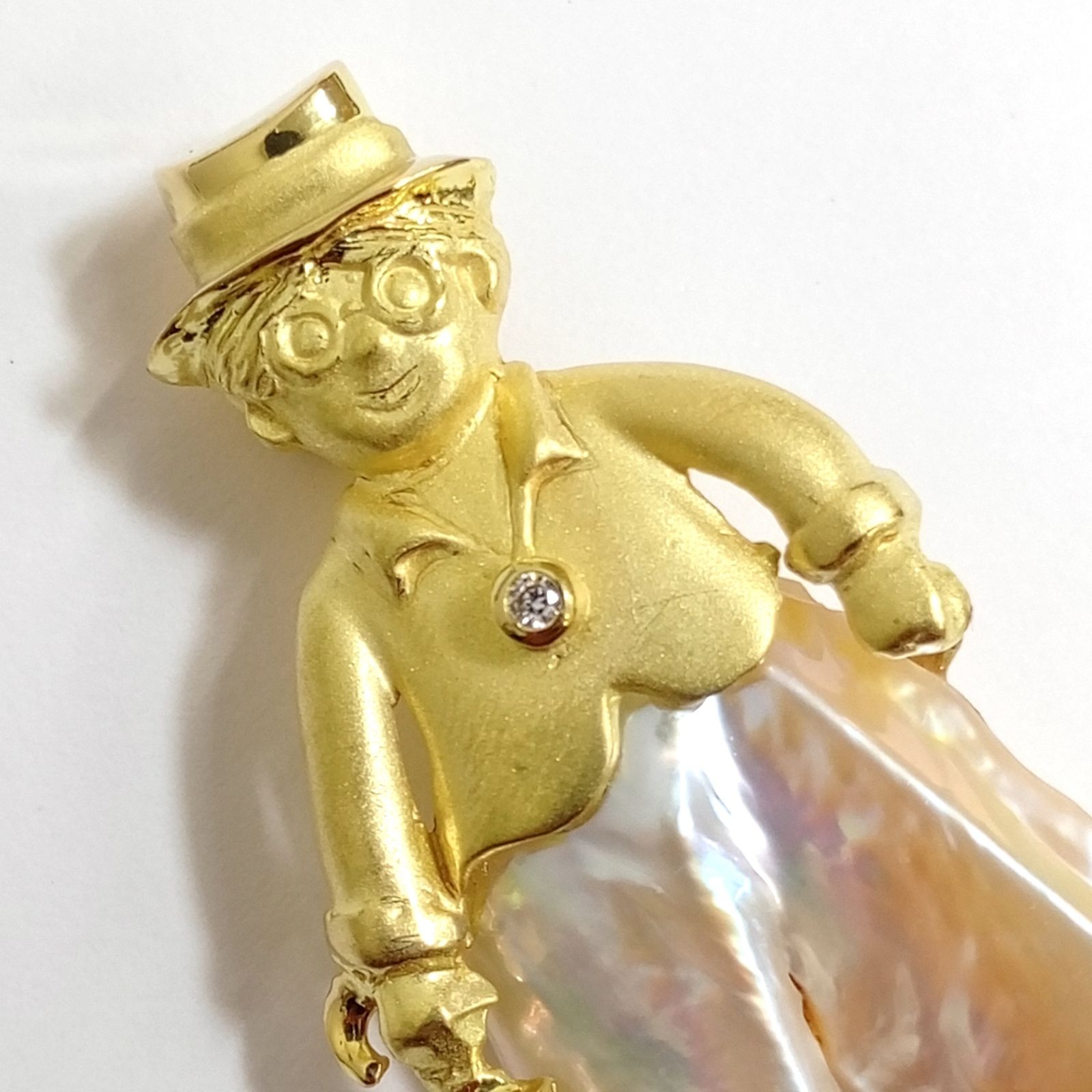 K18 メレD0.02ct パールct不明 ブローチ トップ 11.15g デザイナーズ ジュエリー バロックパール ゴールド GOLD JA-25061