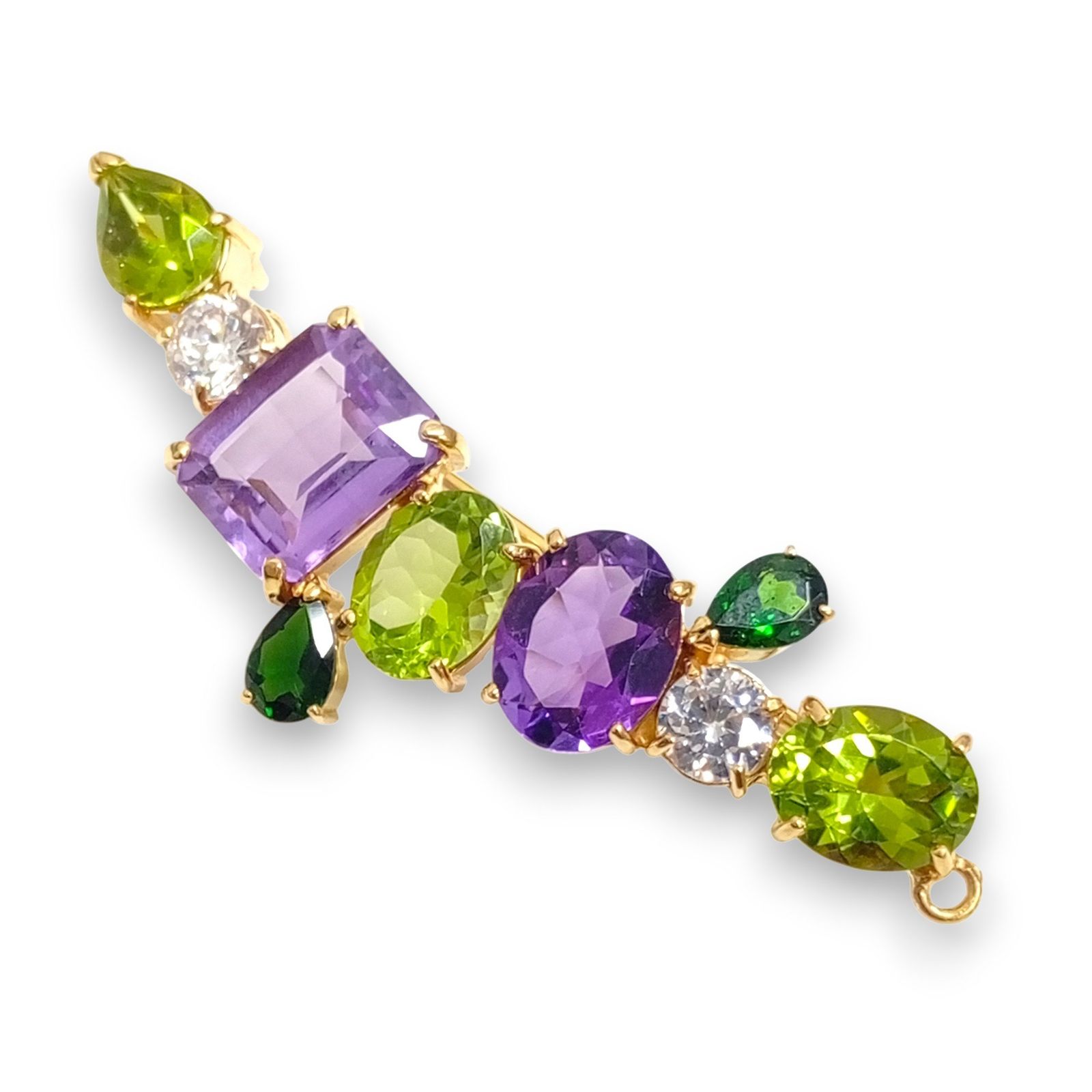 K 18 アメシスト6 78 ct ペリドット約5 88 他石目不明 ブローチ トップ 9 55 g ゴールド GOLD デザイナーズ ジュエリー JA 25056