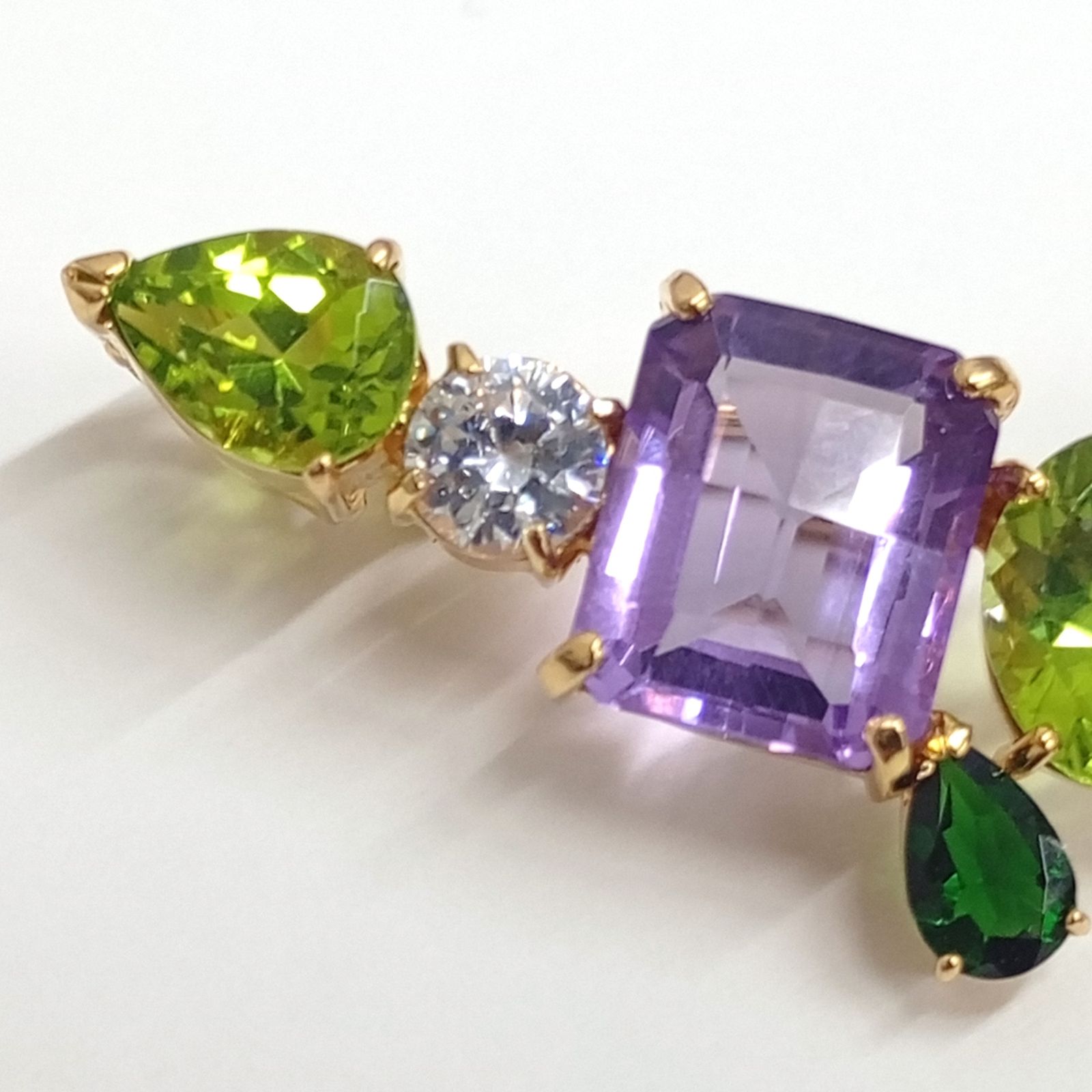 K18 アメシスト6.78ct ペリドット約5.88ct 他石目不明 ブローチ トップ 9.55g ゴールド GOLD デザイナーズ ジュエリー JA-25056 FORTGASGNV_COM_BR