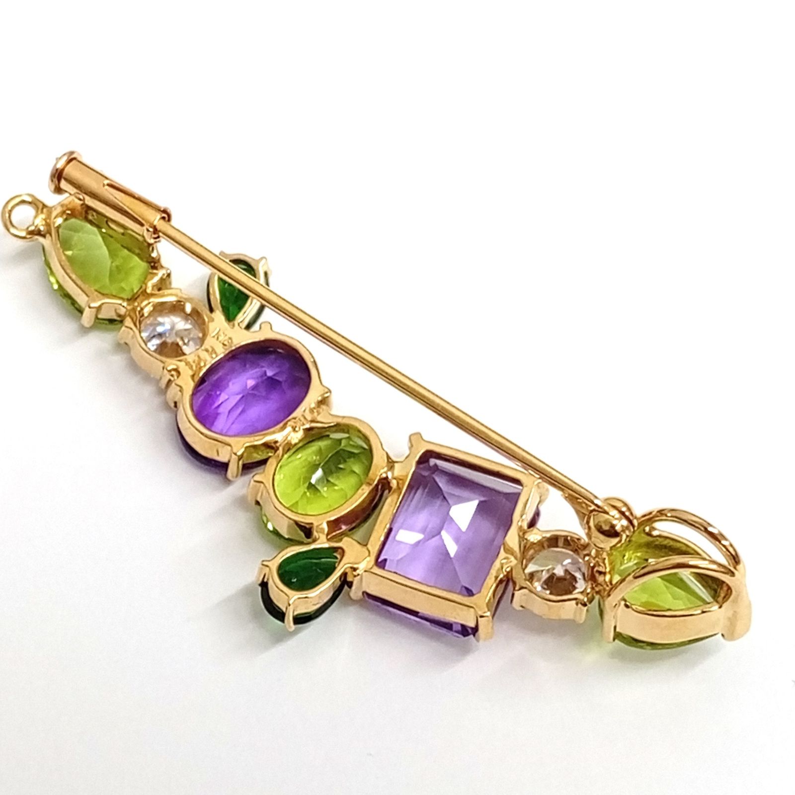 K18 アメシスト6.78ct ペリドット約5.88ct 他石目不明 ブローチ トップ 9.55g ゴールド GOLD デザイナーズ ジュエリー JA-25056