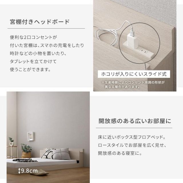 デザインフロアベッド ボンネルコイルマットレスセット