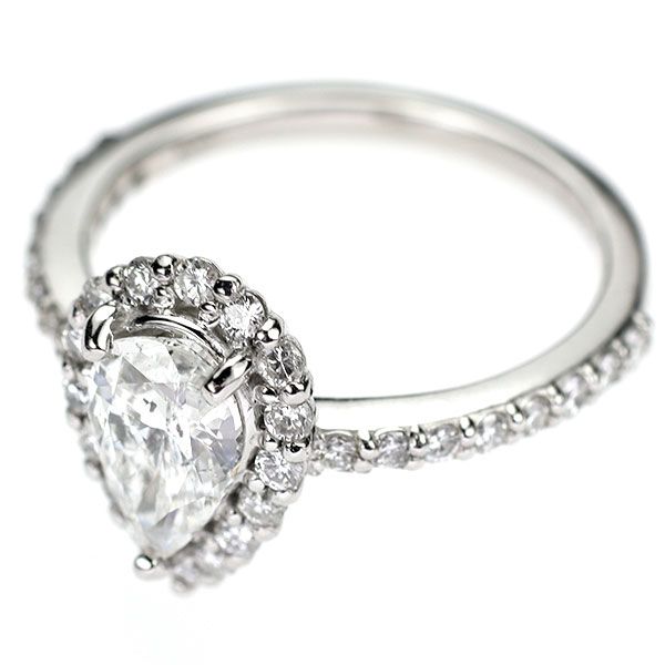 Pt900 ペアシェイプ ダイヤモンド リング 1.004ct G I1 D0.51ct