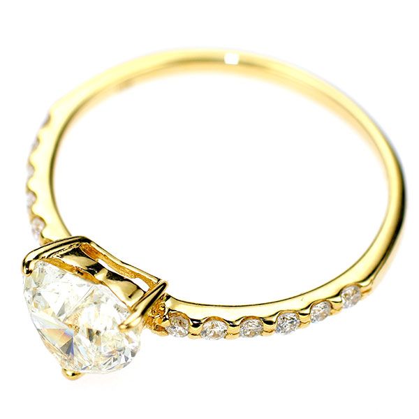 K18YG ハートシェイプ ダイヤモンド リング 1.129ct L SI2 D0.15ct