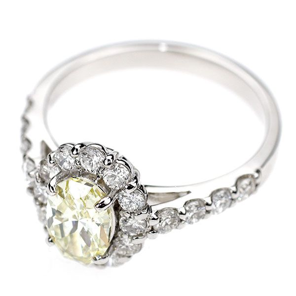 Pt900 ダリアカット ダイヤモンド リング 0.957ct VLY SI1 D0.80ct