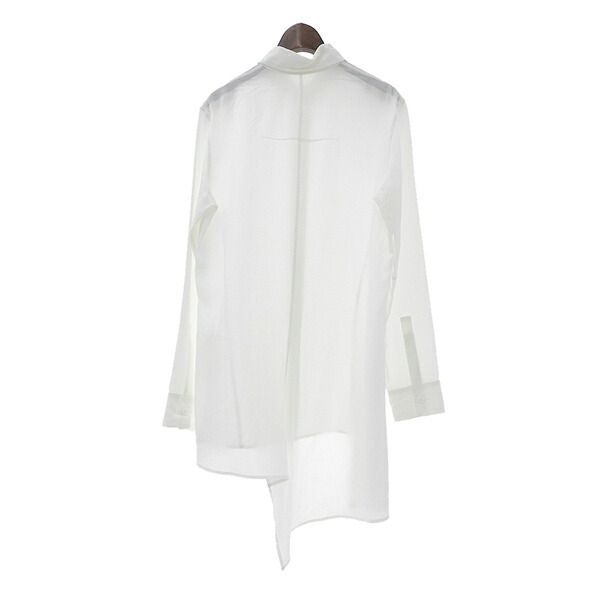 Yohji Yamamoto NOIR ヨウジヤマモト プリュスノアール ND-B06-219 サイズ1 セルロース アシンメトリー ロング 長袖 シャツ メンズ ホワイト IG00547