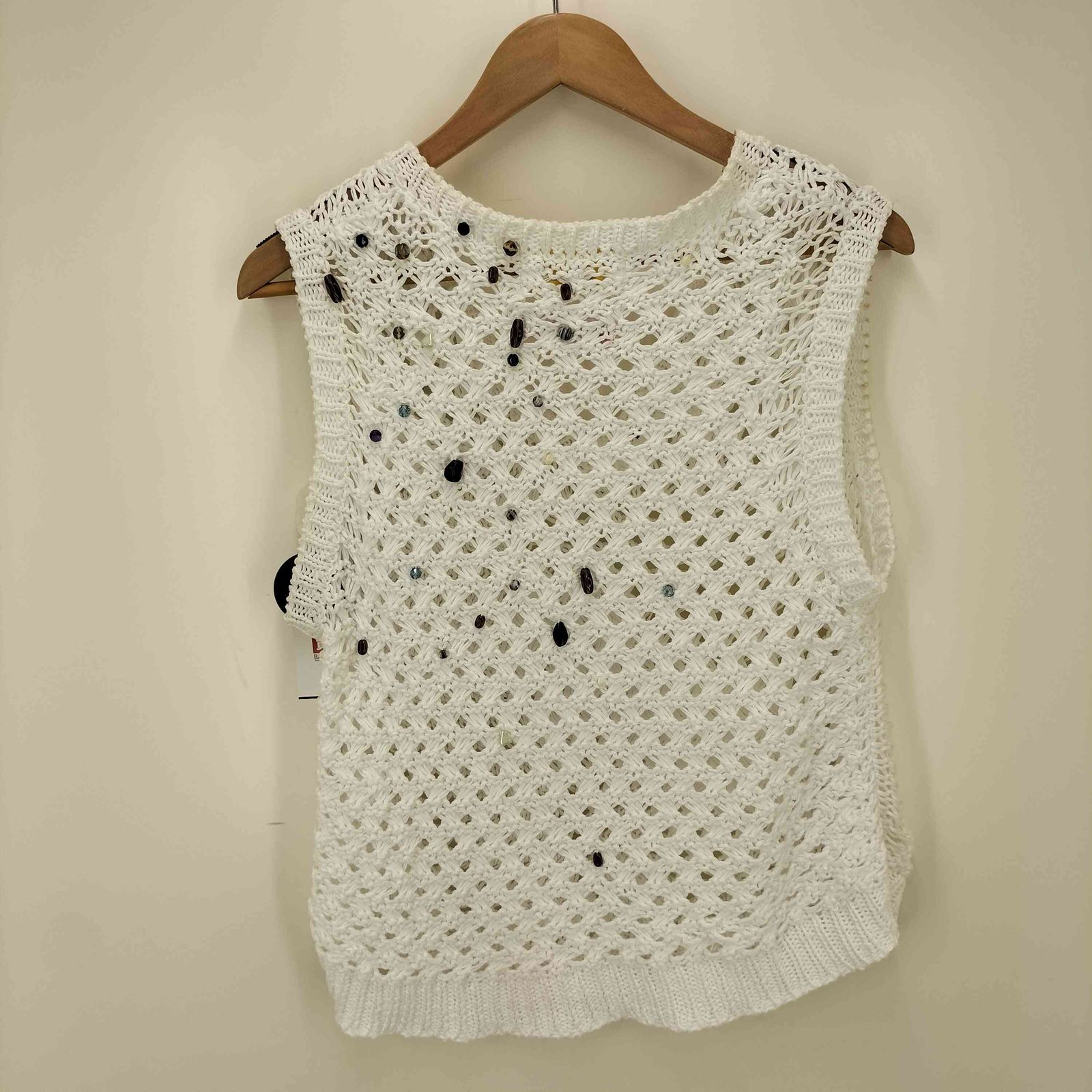 トップス Karachi glass beads handknit vest BK Karachi glass beads