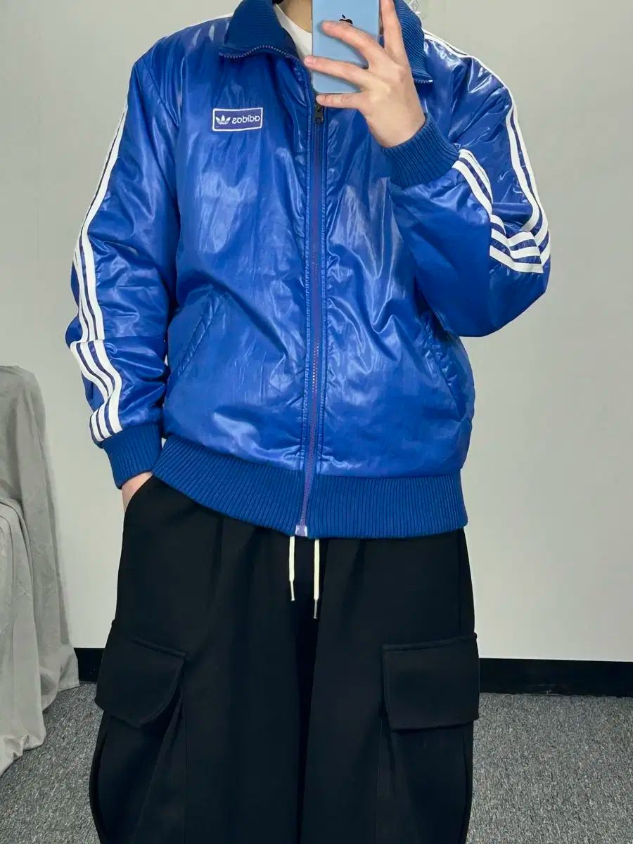 アディダス スクール ロゴ ブルー アウター ジャケット
