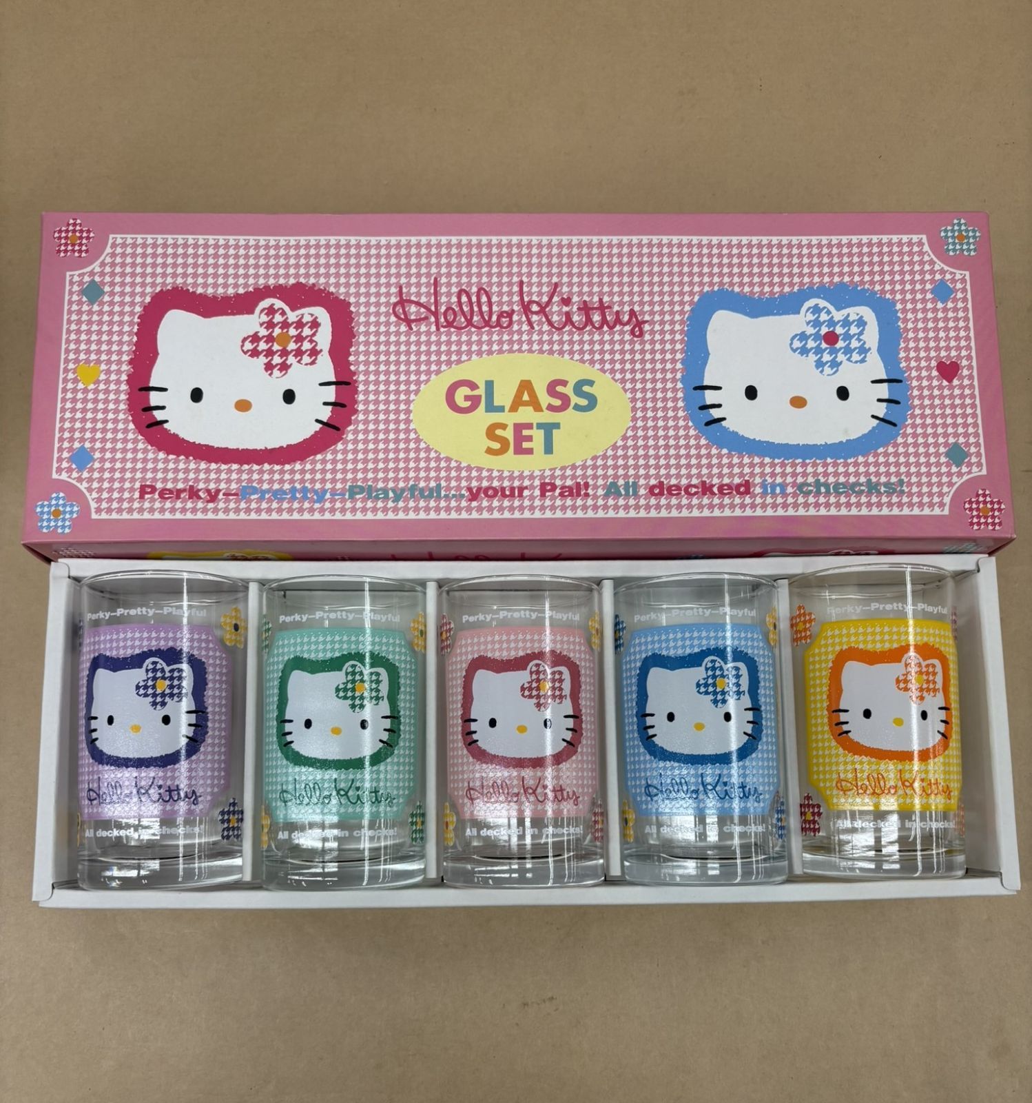 Hello Kitty ハローキティ 顔花 8オンスタンブラー グラス5個セット 箱 