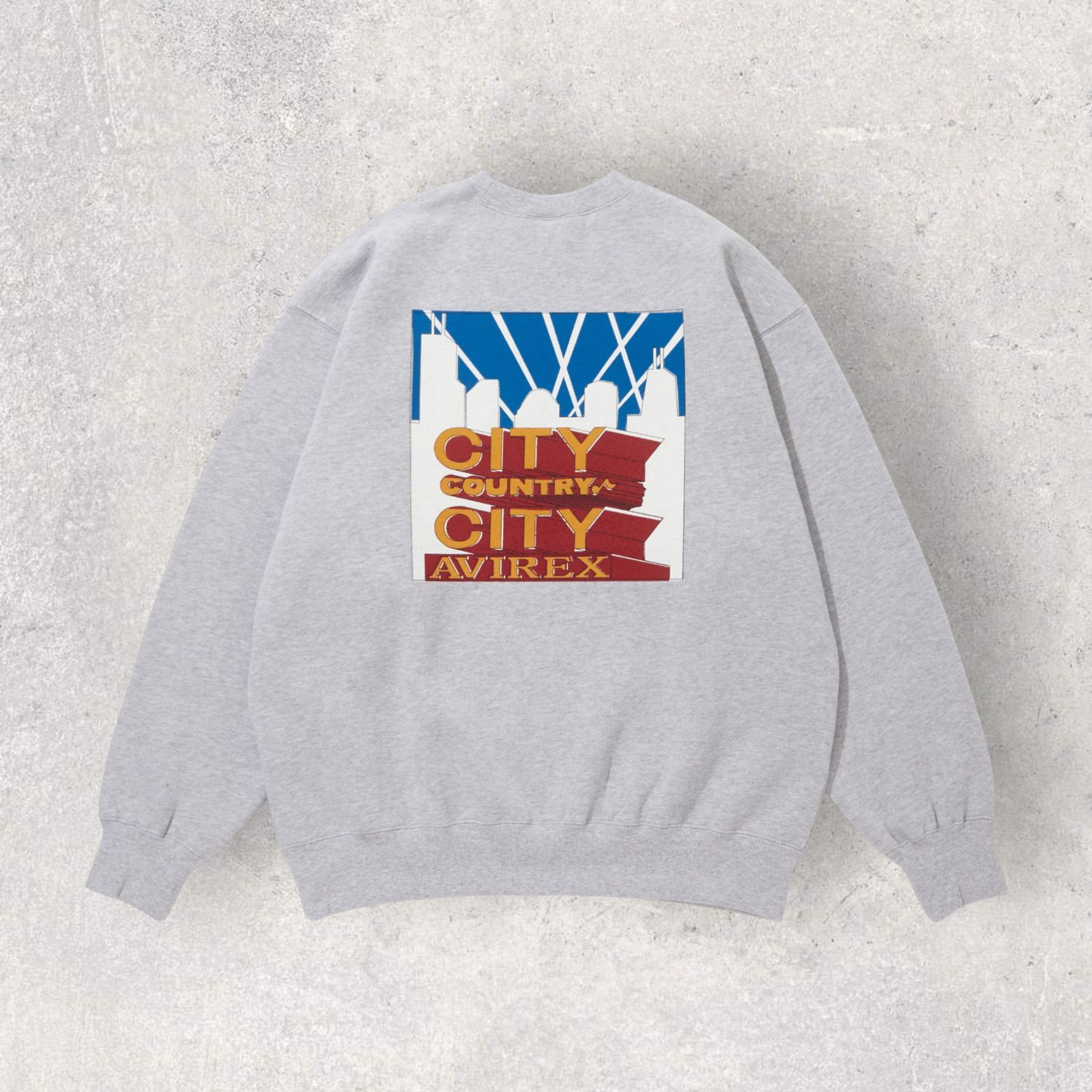 AVIREX × CITY COUNTRY CITY SIGNATURE CREW SWEAT GRAY