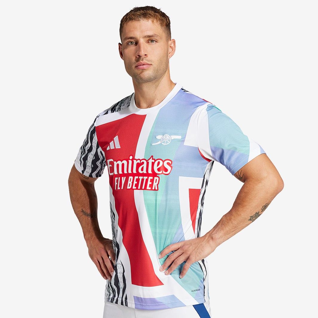 【送料無料・匿名配送】アディダス アーセナル 2024/2025 プレマッチ シャツ サッカー 赤 レッド 黒 ブラック 青 ブルー 公式モデル 日本未発売・限定 新品