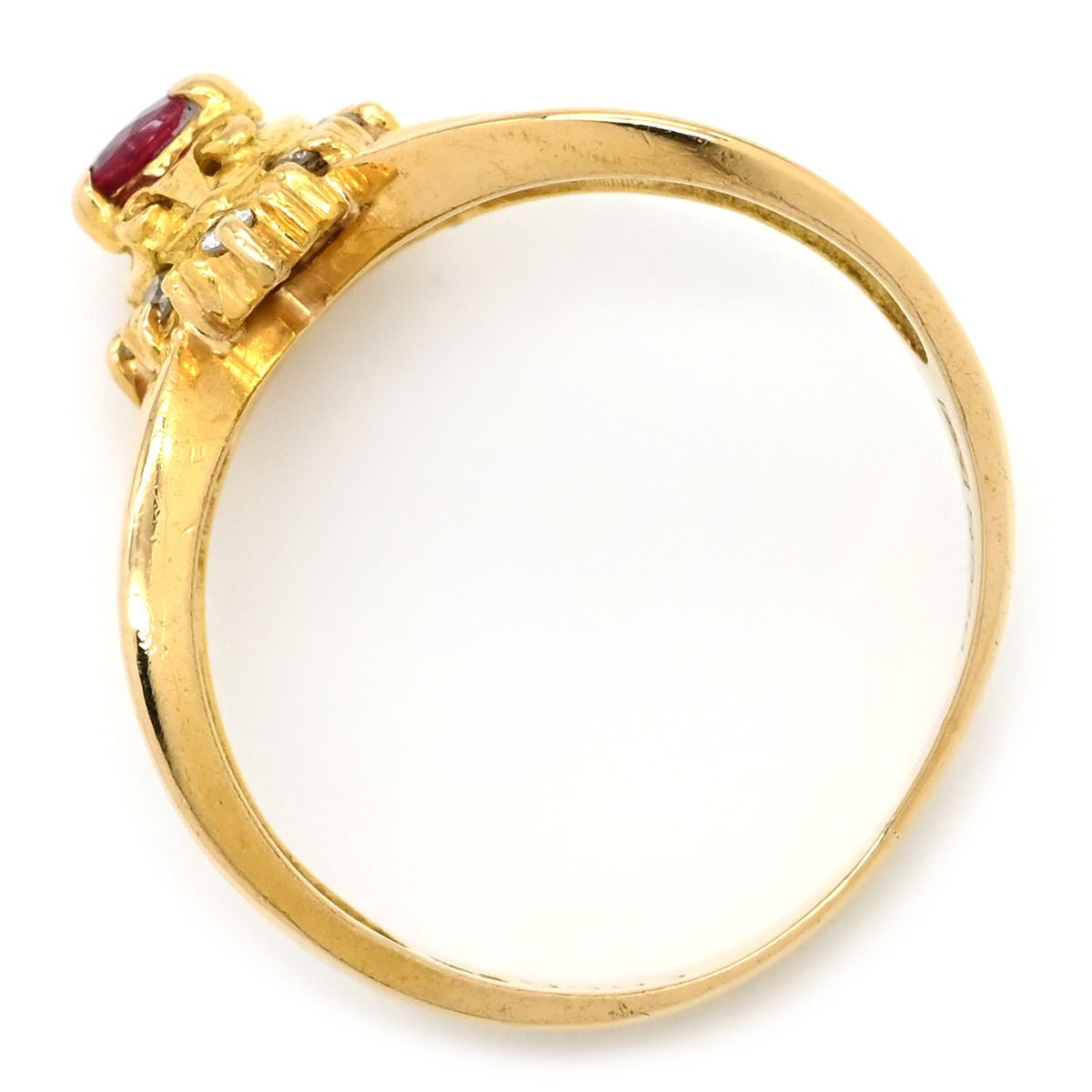 リング 指輪 ルビー ダイヤ リング K18YG ルビー ダイヤモンド イエローゴールド Au750 18K 18金 レッド 赤 7.5号
