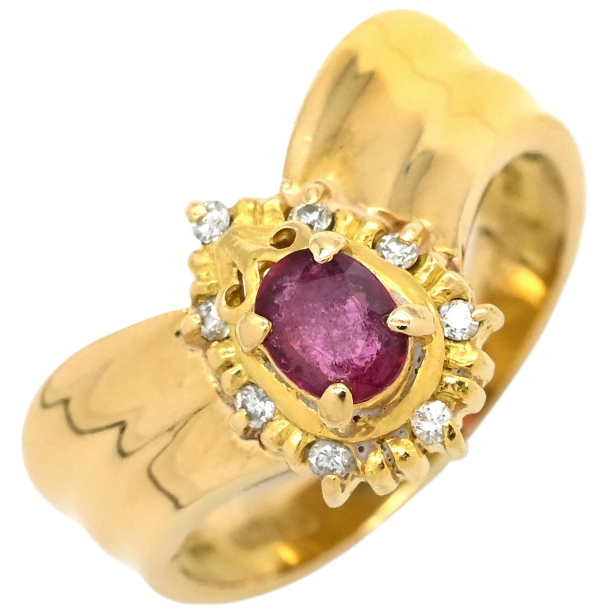 リング 指輪 ルビー ダイヤ リング K18YG ルビー ダイヤモンド イエローゴールド Au750 18K 18金 レッド 赤 7.5号