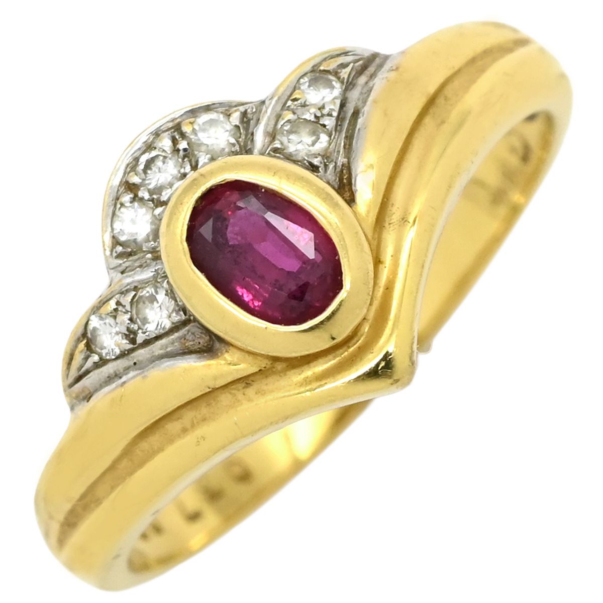 リング 指輪 ルビー ダイヤ リング K18YG ルビー ダイヤモンド イエローゴールド Au750 18K 18KT レッド 赤 13号