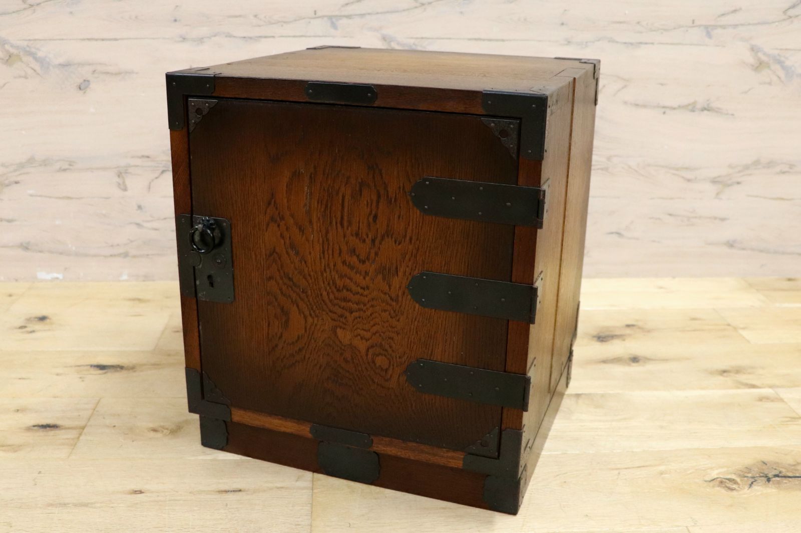 GMIH 85 A 飛騨産業 HIDA キツツキ 小箪笥 小引き出し 金庫型 収納箱 ナラ材 無垢 4杯 アンティーク