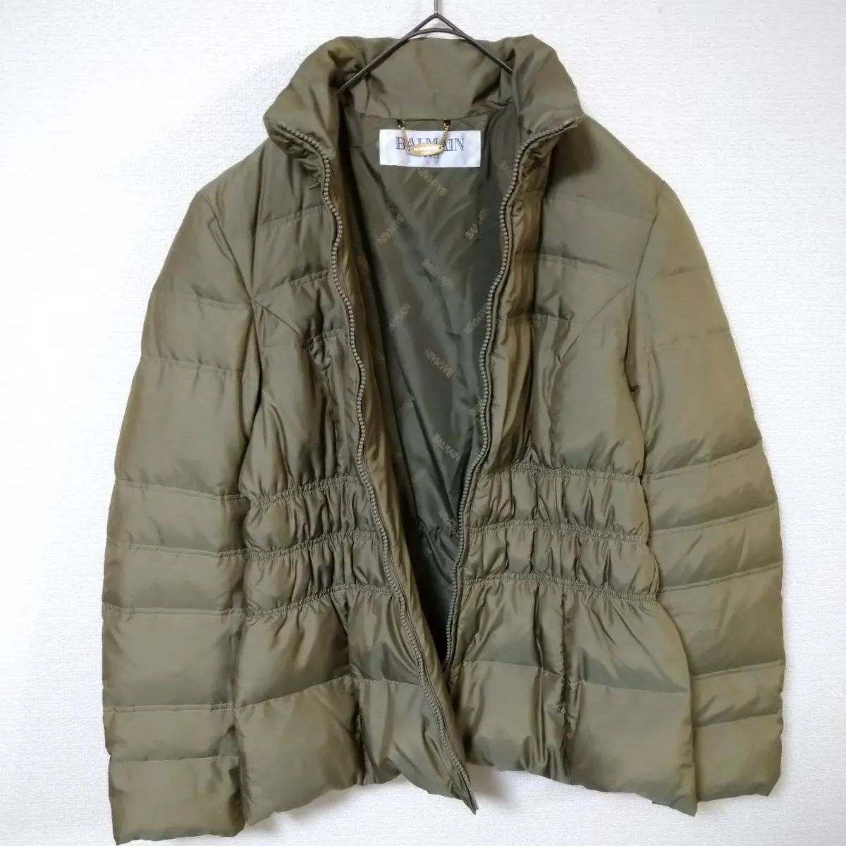 バルマン BALMAIN ダウンジャケット レディースM カーキ色 中綿ダウン 