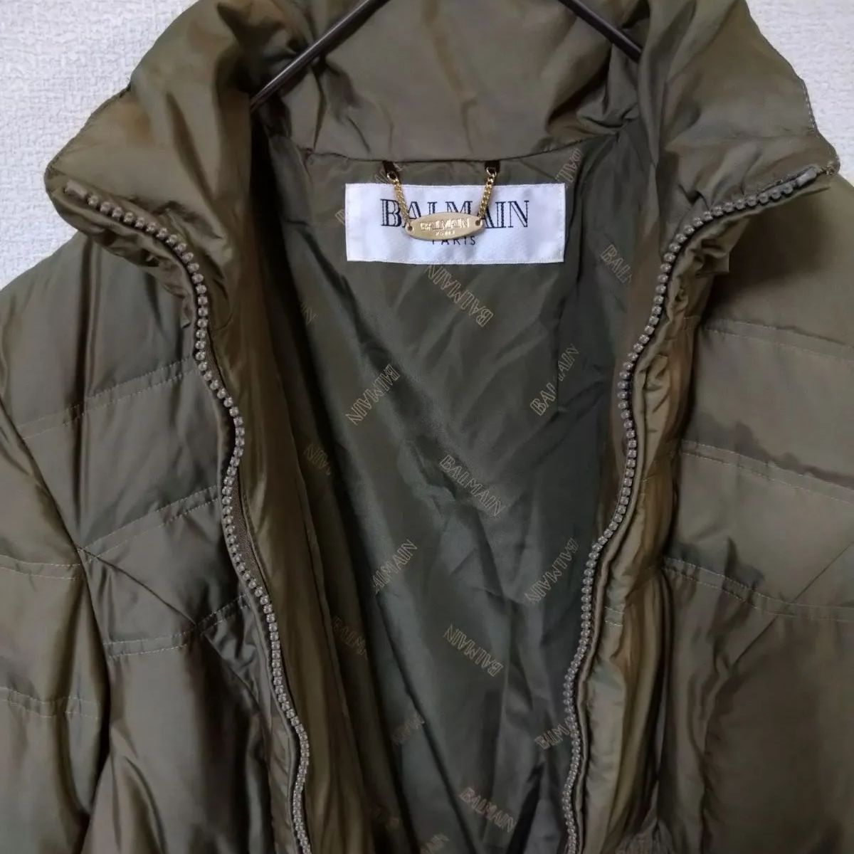 バルマン BALMAIN ダウンジャケット レディースM カーキ色 中綿ダウン 