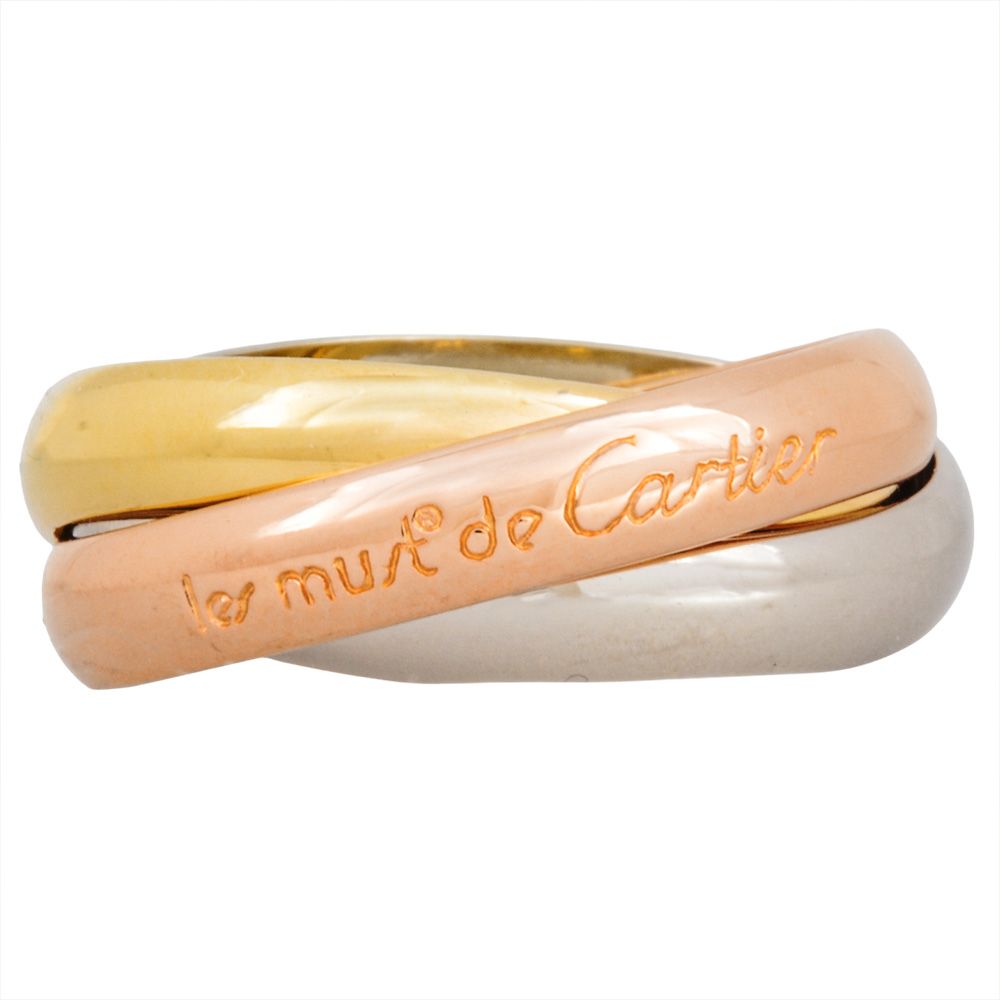 カルティエ Cartier トリニティ MM リング 指輪 52 K18YG 7.6g K18PG K18WG スリー イエローゴールド ピンク ホワイト レディース