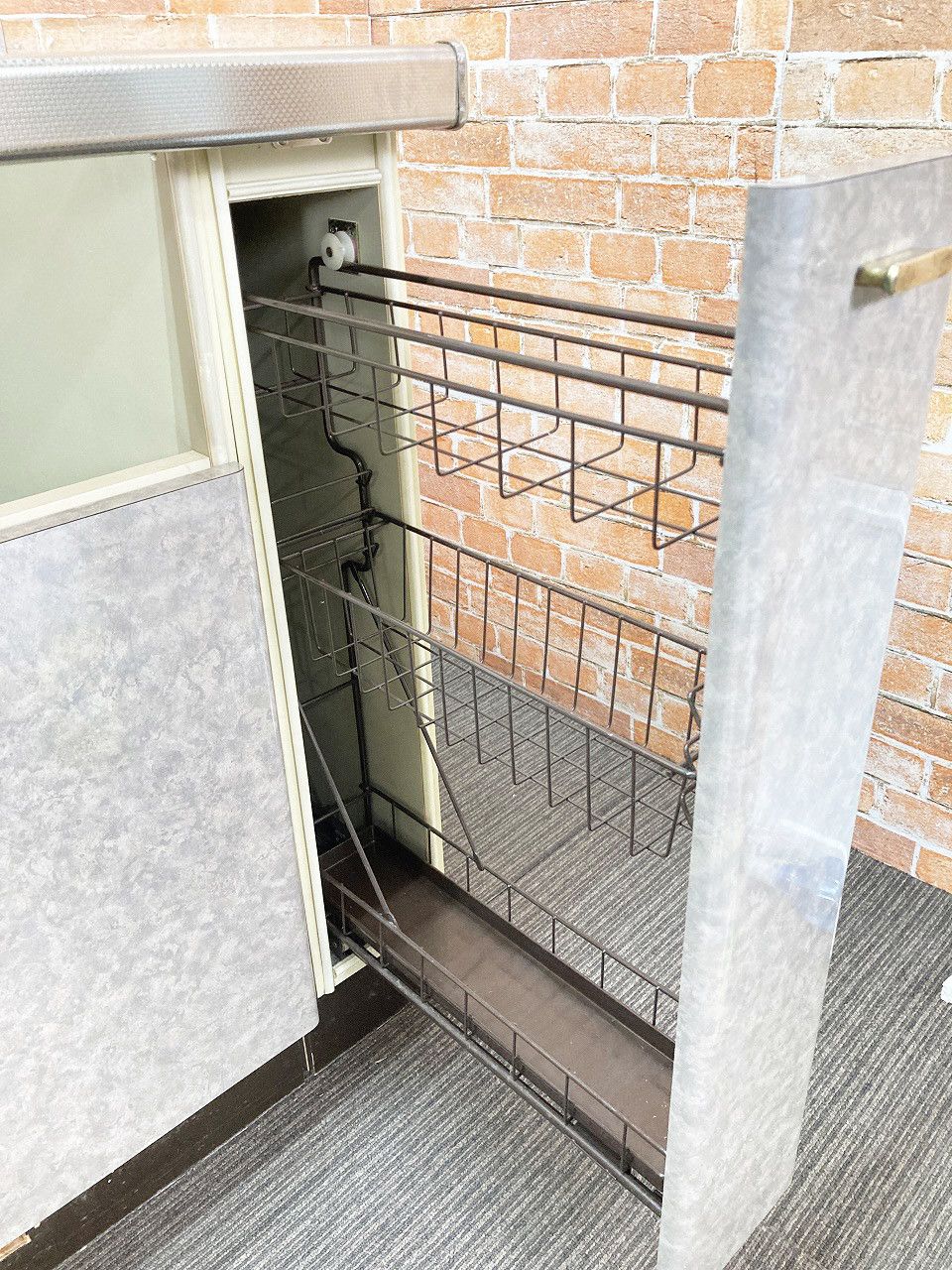  品 サンウェーブ ステンレス製 システムキッチン 流し台 調理台一体型 幅223 cm 2230 mm 吊戸棚とセット グレー 1 J キッチン 住宅設備