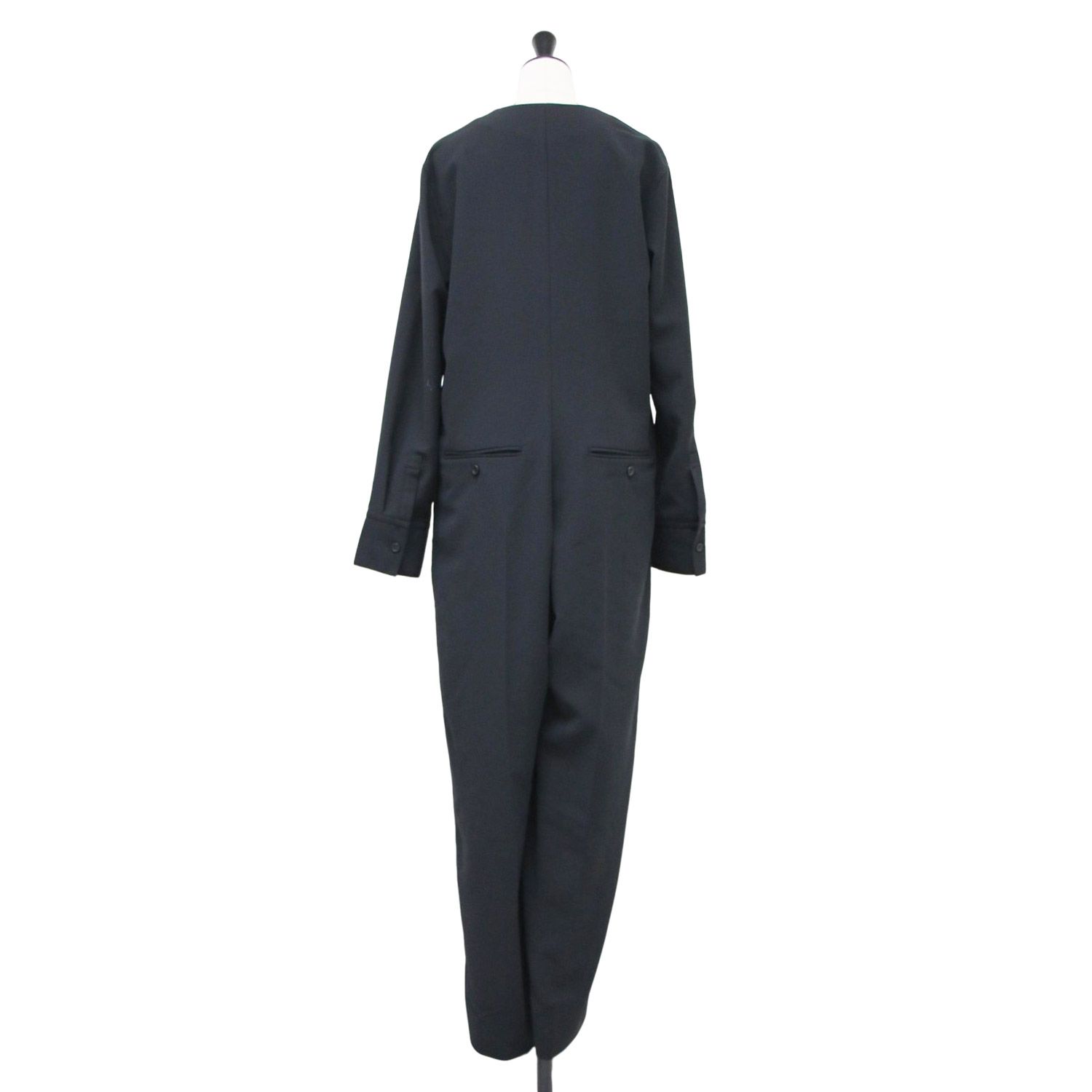 NOBLE ノーブル ブラック 黒 サイズ 25春夏 ライトカルゼ オールインワン ジャンプスーツ ワイド Vネック コットン ボトムス ズボン レディース