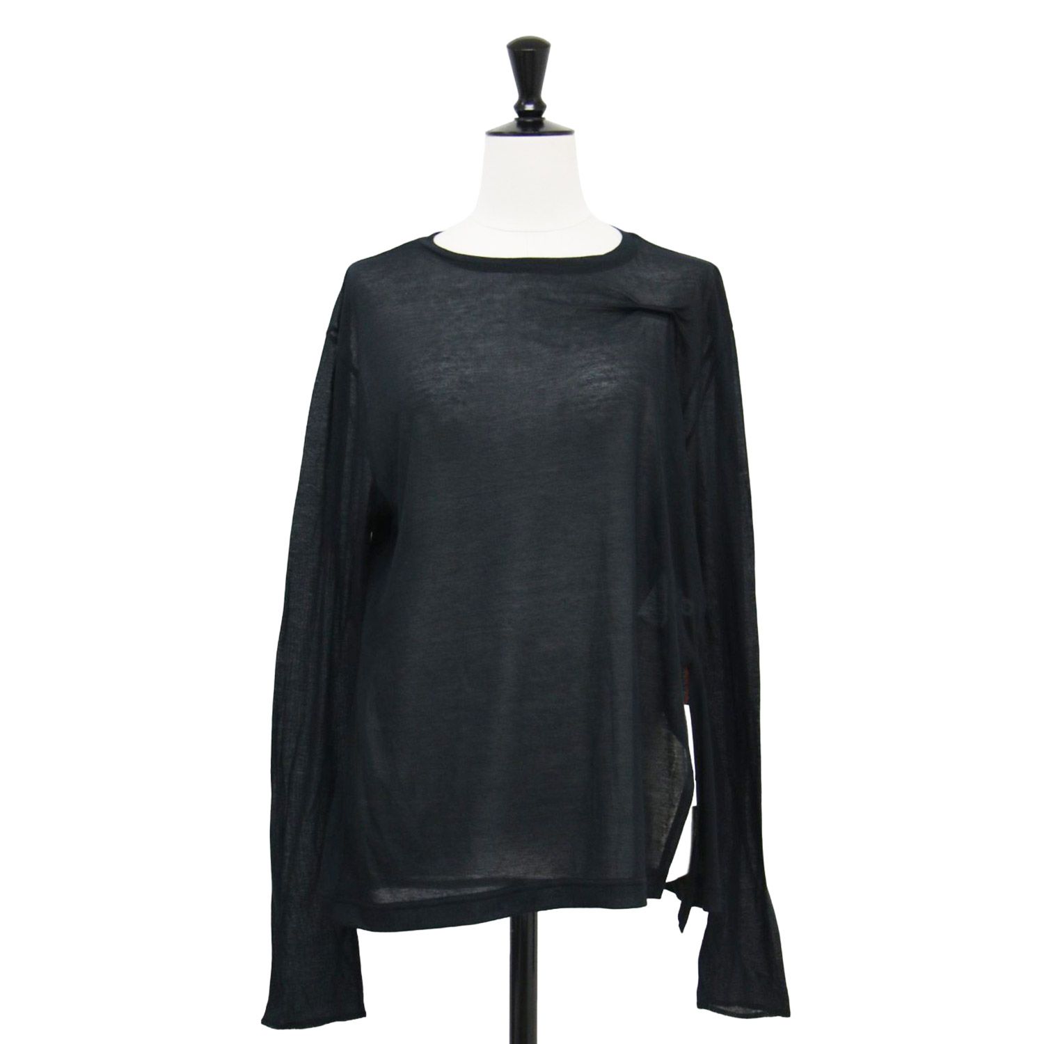 6 ROKU BEAUTY-YOUTH ロク ビューティアンドユース カットソー ブラック 黒 サイズ 25春夏 ポリエステル コットン ハイゲージ タック クルーネック カットソー Tシャツ レディース