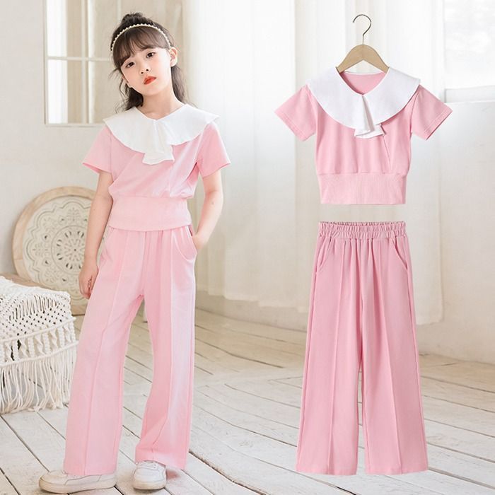 セットアップ キッズ ベビー服 女の子 ロングパンツ おしゃれ 可愛い 子供服 夏 上下セット トップス ボトムス ガウチョパンツ 長ズボン 入