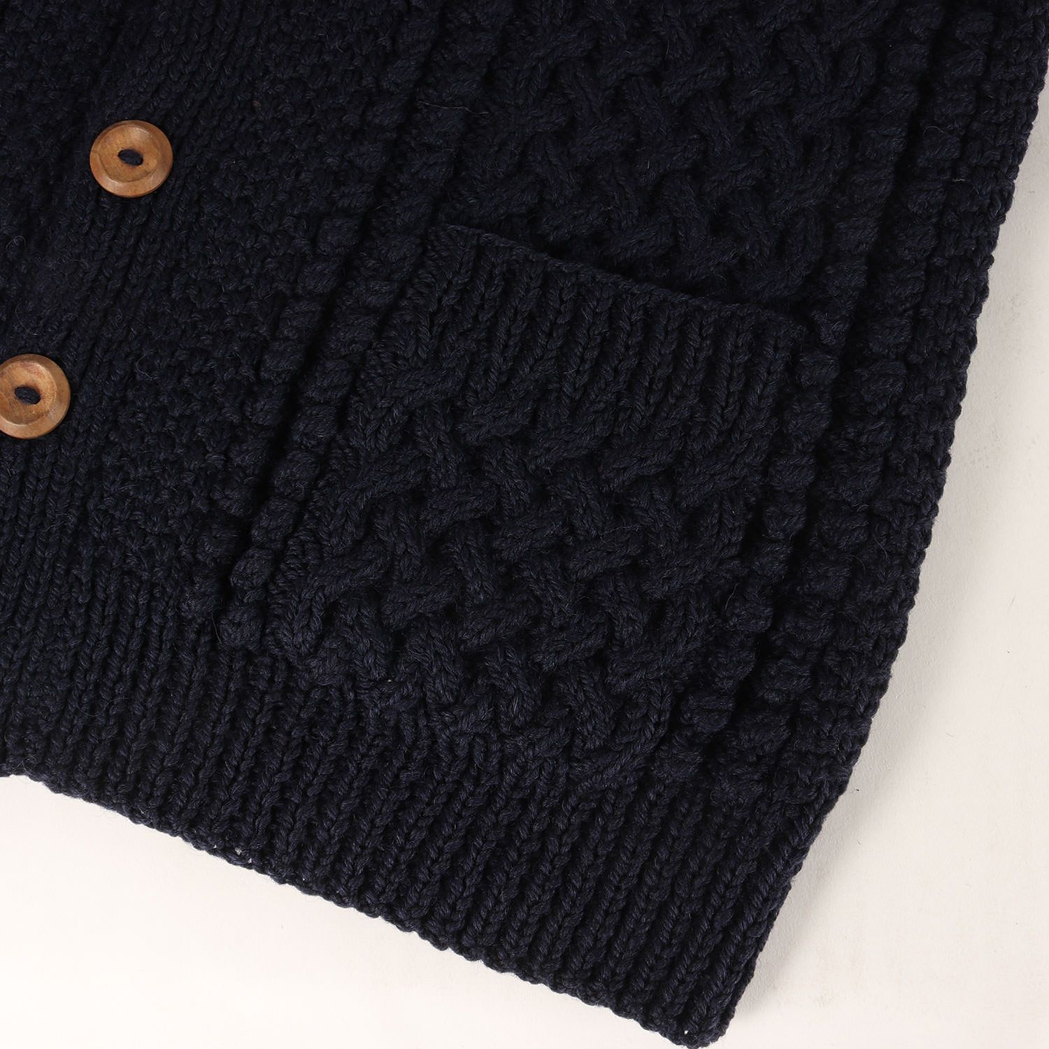 INVERALLAN 紺　4A カーディガン 手編み　スコットランド製　茶タグ INVERALLAN インバーアラン 4A GOLFER -NAVY カーディガン ノーカラー