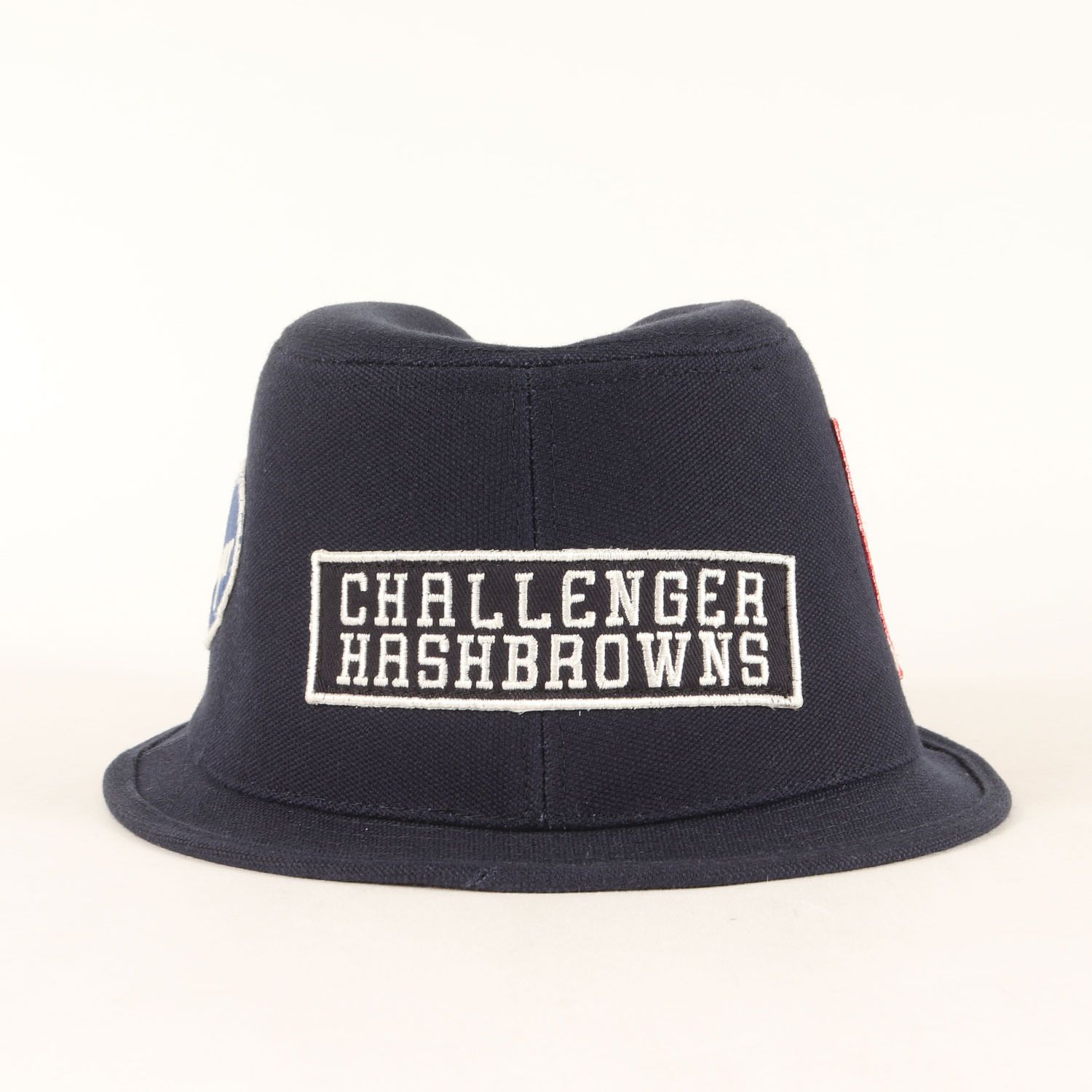 CHALLENGER チャレンジャー ハット ネイビー 紺 サイズ ONE SIZE HASH BROWNS ワッペン付き 中折れハット ブランド 帽子 コラボ メンズ