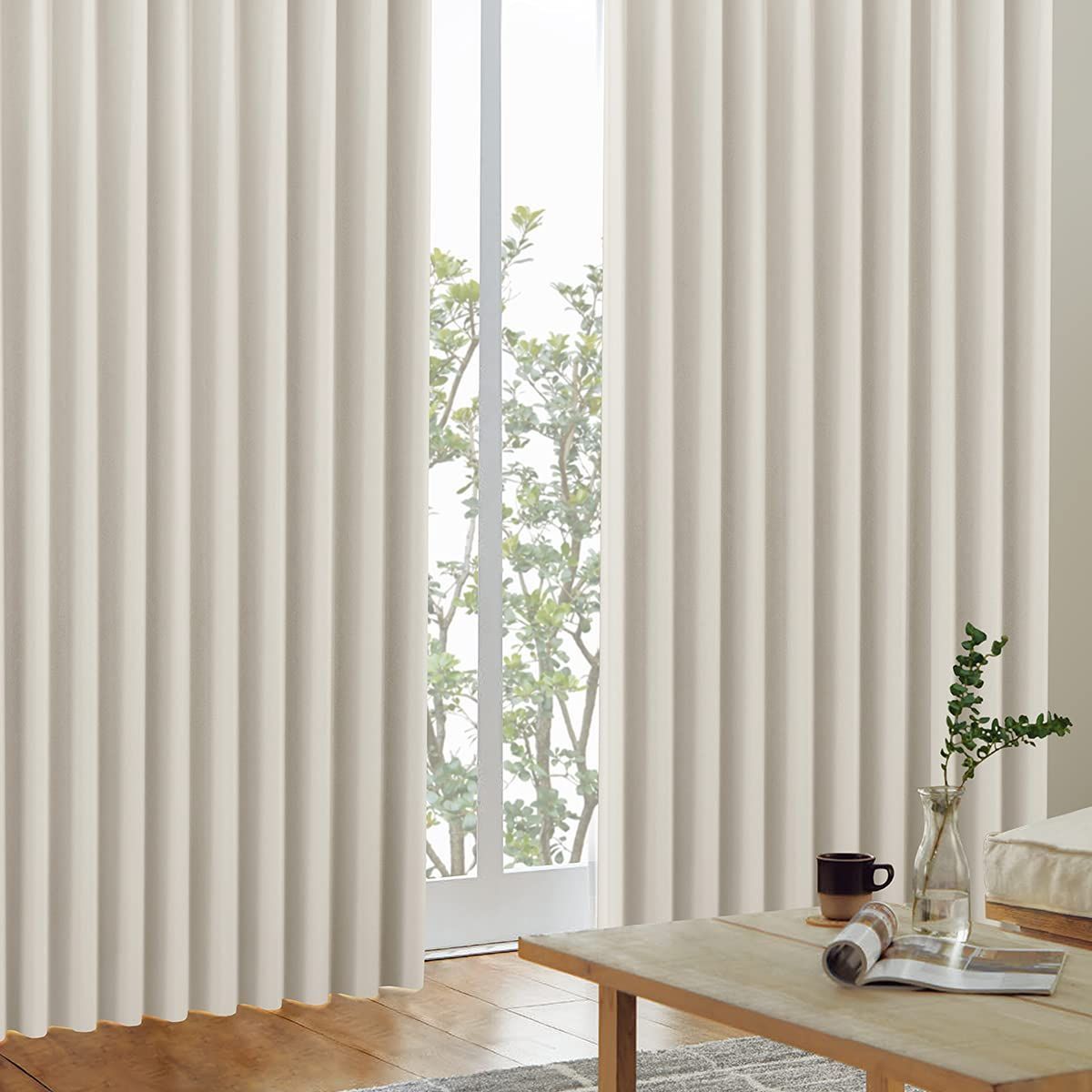 シャンパンシルバー 遮熱 断熱 保冷 保温 節電対策に 幅100×丈250cm 2枚組 ラベル付 40色×140サイズ 防炎 遮光カーテン K-wave-D-plain カーテンくれない