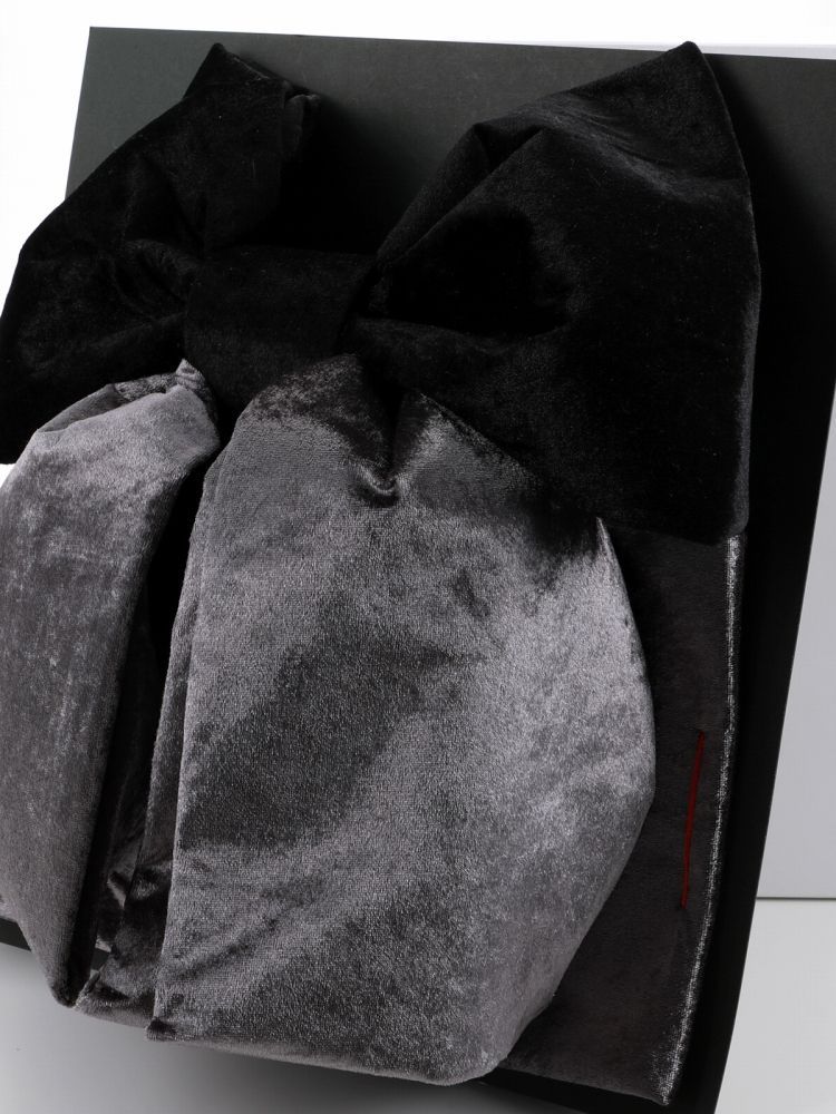 七五三 七歳用 結び帯 大寸 単品 黒 グレー ベルベット調 da-251-3