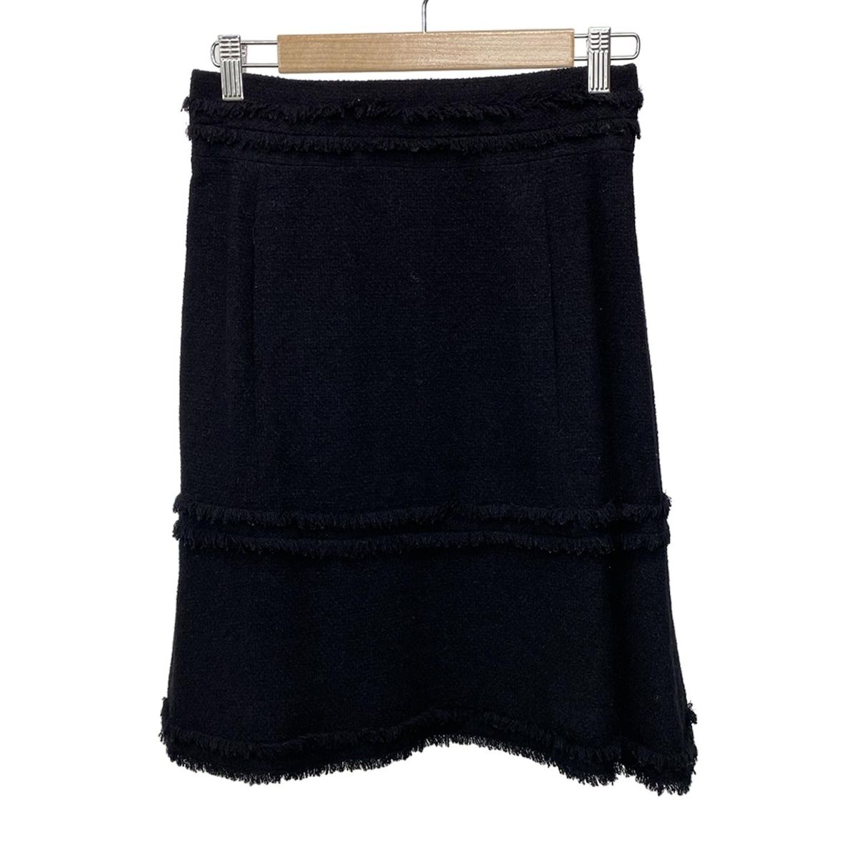 CHANEL シャネル スカート サイズ38 M レディース - P31951 黒 ひざ丈 ツイード