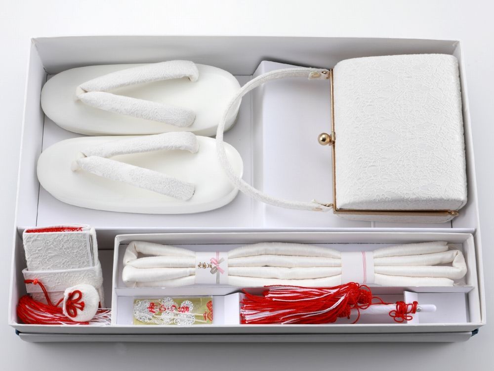 七五三 七歳用 箱せこセット 化粧箱入り 6点セット 草履21cm ホワイト ho-189