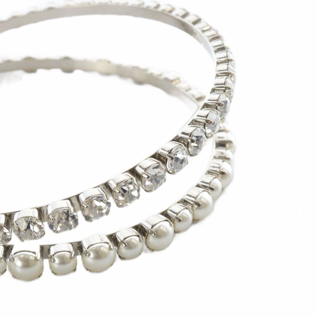 ミュウミュウ miumiu クリスタル フェイクパール カチューシャ シルバー色 DECORATOM_COM_BR