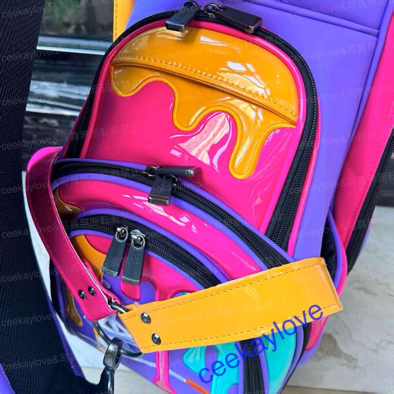 キャディバッグ スコッティ キャメロン タイトリスト ゴルフバッグ 9型 約5 kg 6分割 合成皮革 パープル 油絵柄 サークルT