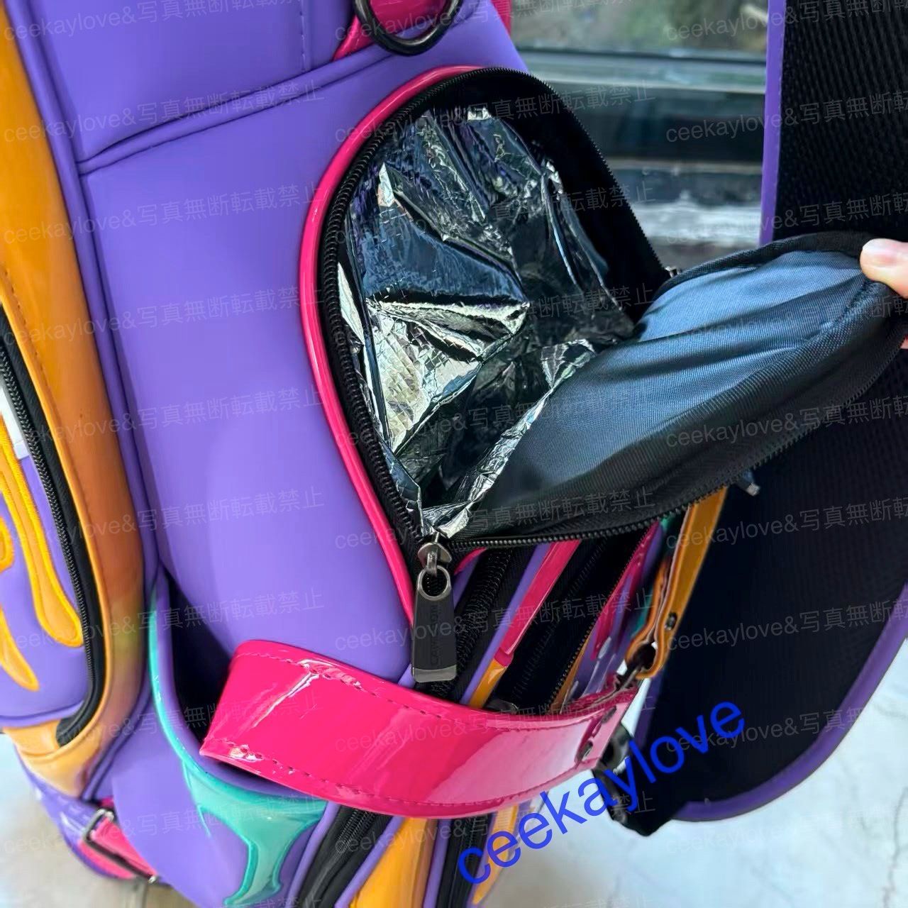  キャディバッグ スコッティ キャメロン タイトリスト ゴルフバッグ 9型 約5kg 6分割 合成皮革 パープル 油絵柄 サークルT ソフトスパイク ゴルフバッグ キャディバッグ ゴルフ