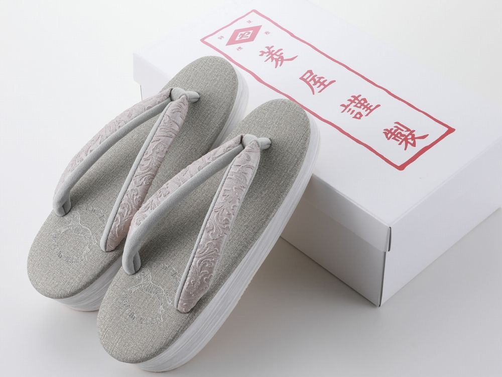 菱屋謹製 カフェ草履 カレンブロッソ うまくいく紋 グレー系 Sサイズ hiy-81-193