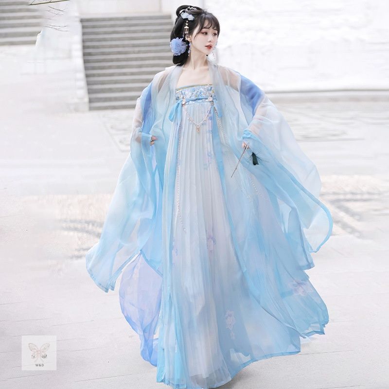 唐制漢服 胸元シームレス 大袖 清新 春夏 日常 上品 レトロ フォーマル 大人 春風に舞う軽やかなたたずまい 唐代の清新な美を纏う日常着