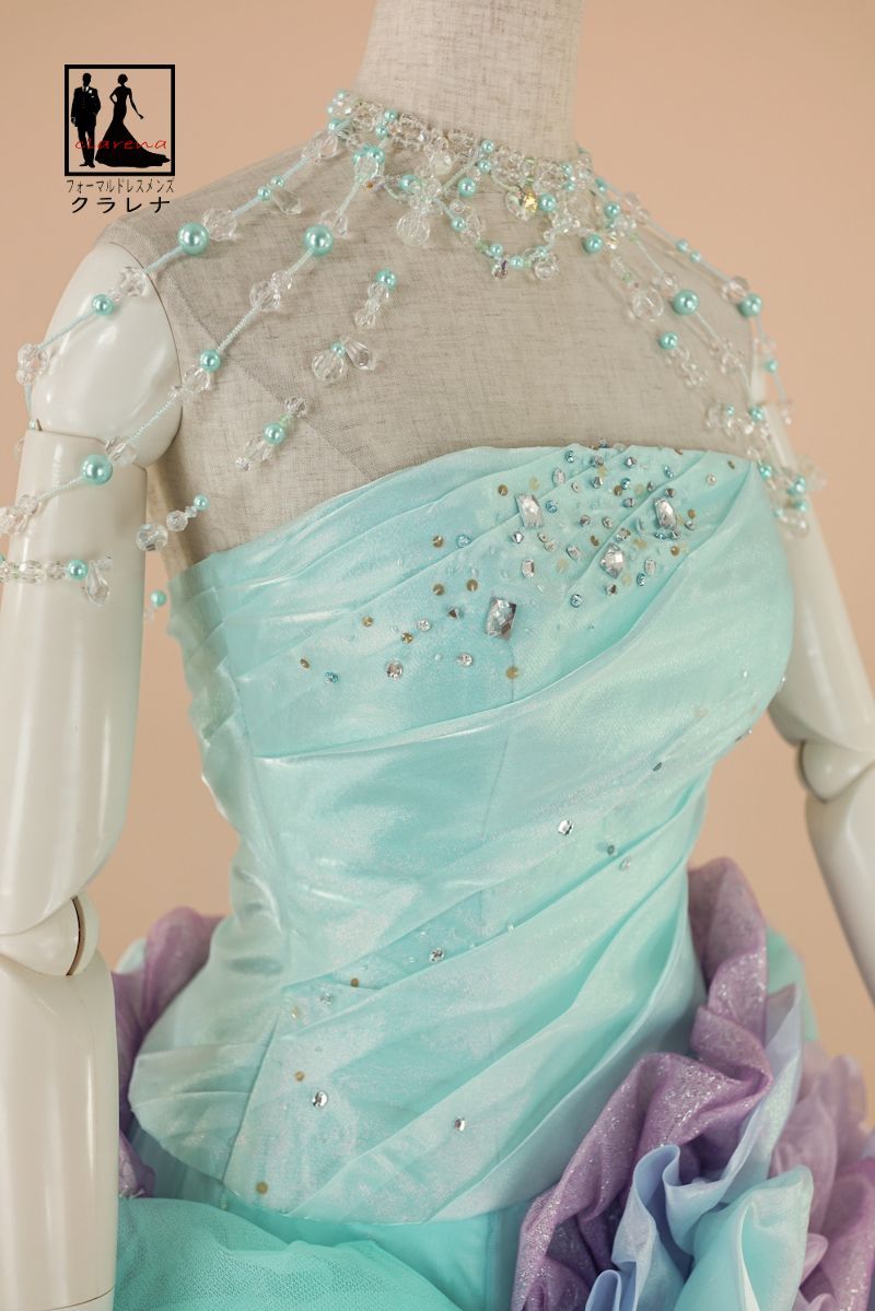 フォーマル衣装 Rouge de BEN ドレス 7号フリー CLC5192 ショルダー付 ネックレス イヤリング付き ペパーミントグリーン ペールパープル 大輪 クラレナ ドレス 洋装 リサイクル cd7 cd9 cd11 MAAHADDERANG_COM