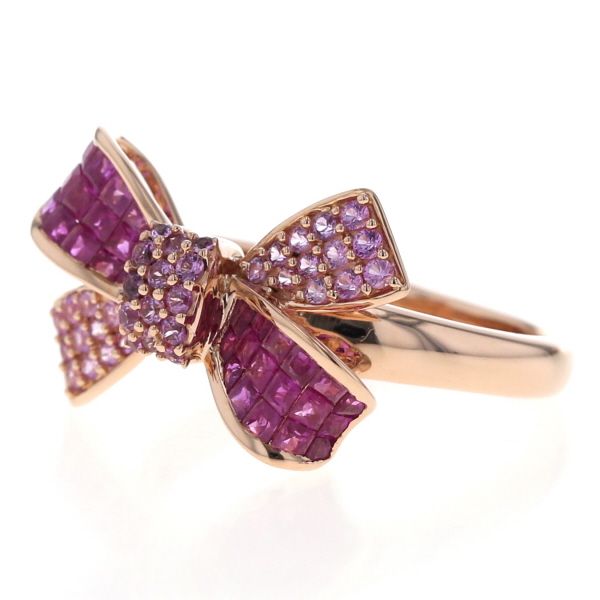 K18PG ピンクサファイア ミステリーセッティングリング 1.40 GSTV GSTV K18PG ピンクゴールド リング ルビー ピンクサファイア 1.40ct