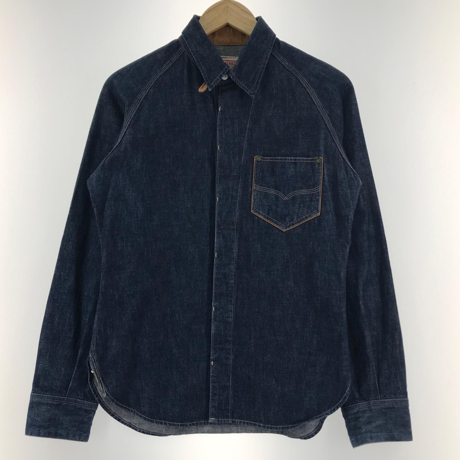 DELUXEWARE デニムシャツ DELUXEWARE ロゴ刺繍 長袖 SIZE M ブルー