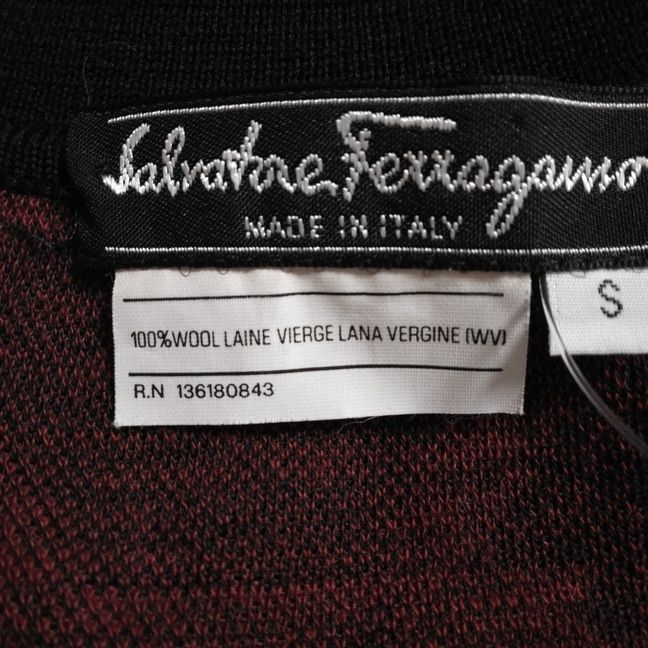  サルバトーレフェラガモ 長袖ポロシャツ サイズS レディース - 黒×ダークブラウン×レッド ニット ガンチーニ 長袖 ポロシャツ