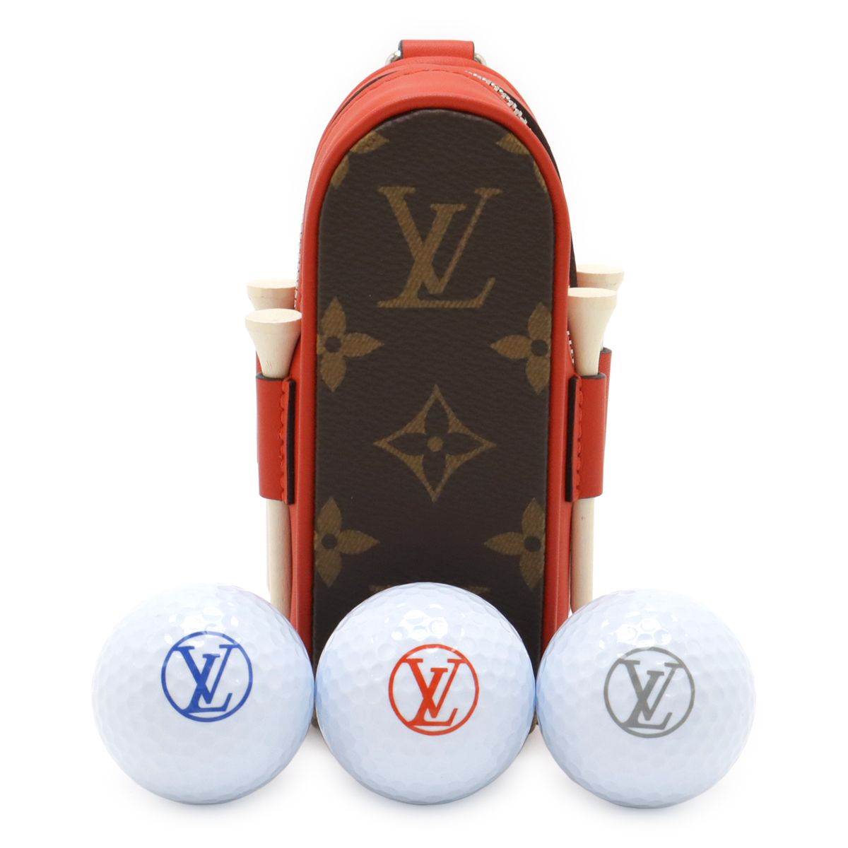 LOUIS VUITTON ルイ ヴィトン モノグラム セット ゴルフ アンドリュース ゴルフボールケース ゴルフセット ポーチ ルージュ GI0297