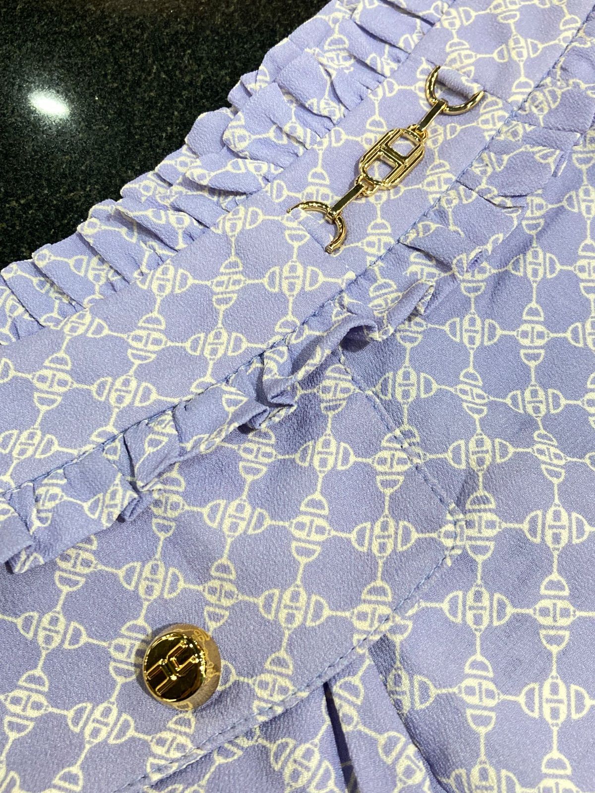 エリザベッタ ELISABETTA FRANCHI ミニスカート 40サイズ ラベンダー ホワイト レディーススカート イタリア製 GULLKHAN_COM