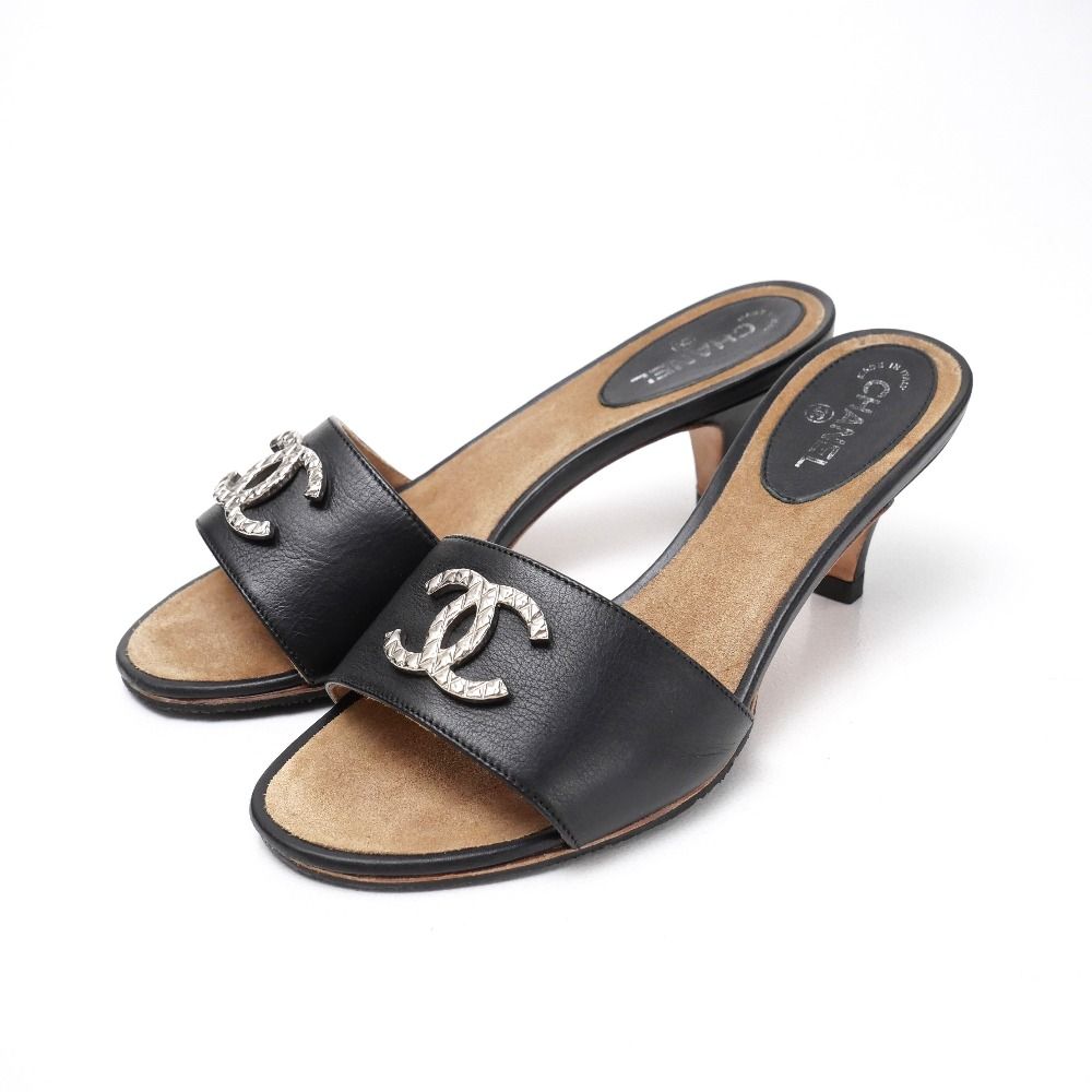 CHANEL シャネル ミュール サイズ35 1 2 C CC ココマーク ヒール レザー サンダル 靴 ブランド古着 20251105 RA6320