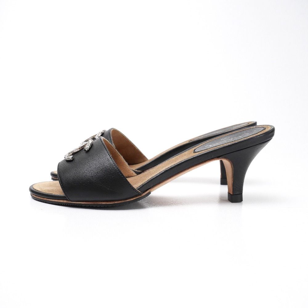 CHANEL シャネル ミュール サイズ35 1 2 C CC ココマーク ヒール レザー サンダル 靴 ブランド古着 RA 6320