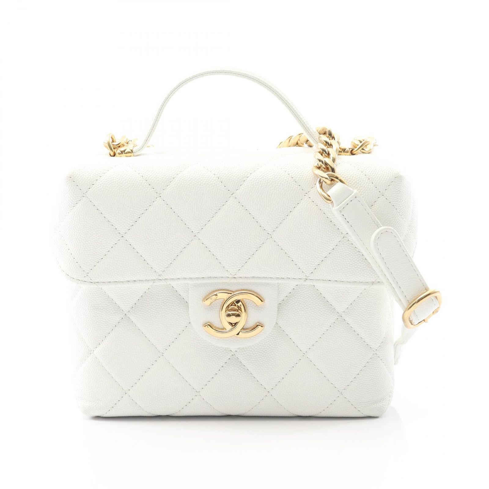 シャネルCHANELマトラッセホワイトレザートートバッグワイルドステッチ 