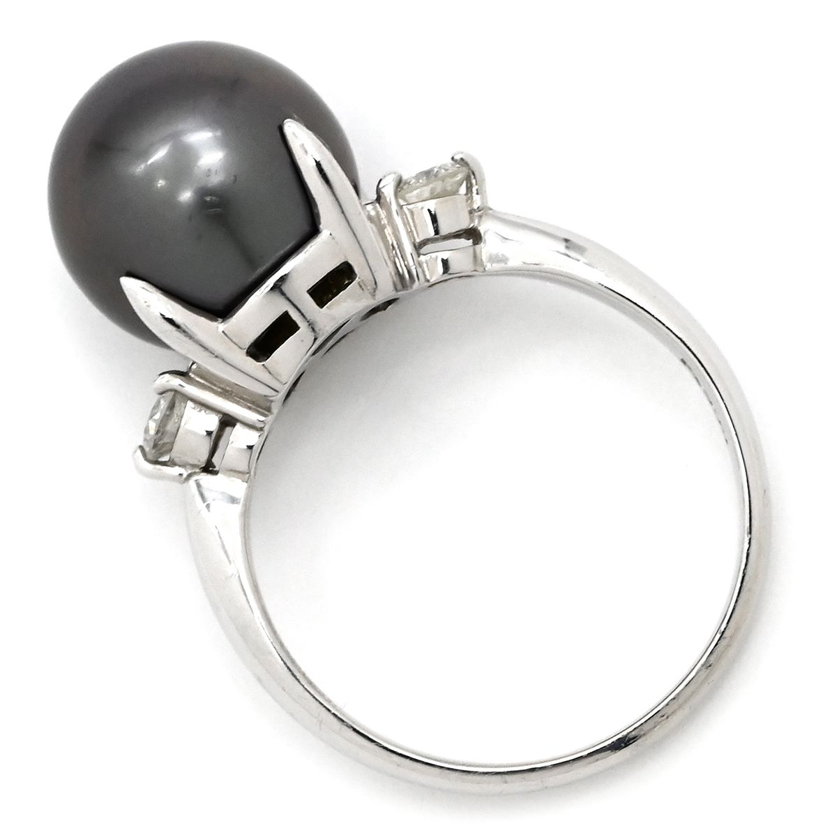 リング 指輪 黒蝶パール ダイヤリング Pt900 パール ダイヤモンド プラチナシルバー 1粒 1P 11号