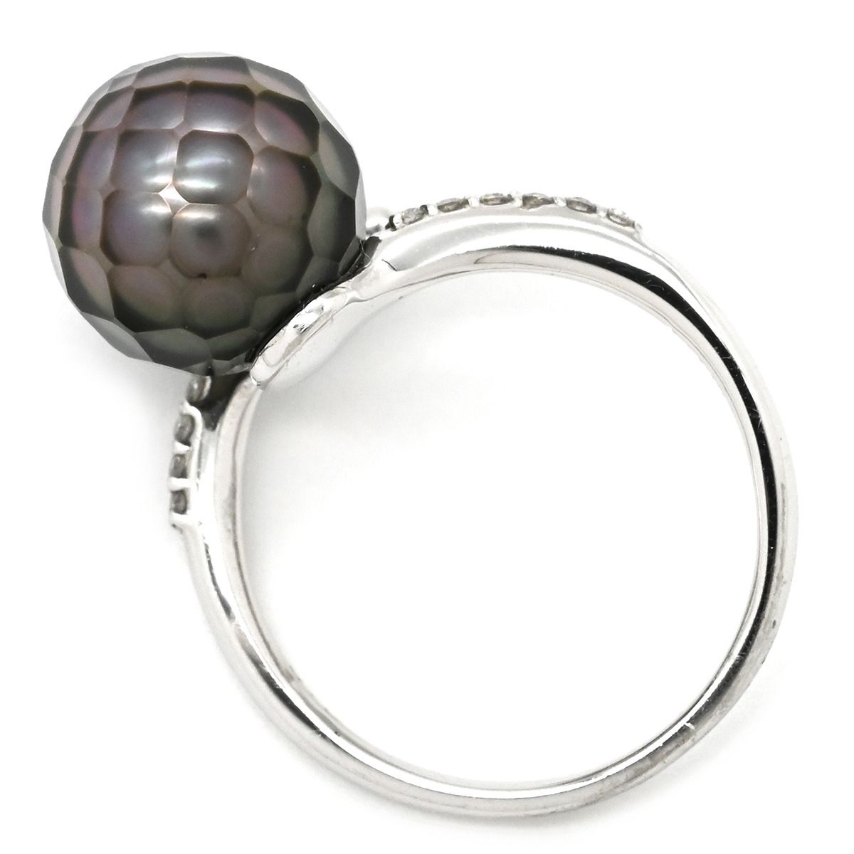 リング 指輪 黒蝶パール ダイヤリング Pt900 パール ダイヤモンド プラチナシルバー 1粒 1P 華真珠 12.5号